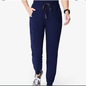 Figs High Waisted Zamora Scrub Pant - with yoga waistband - Navy Blue - Size S